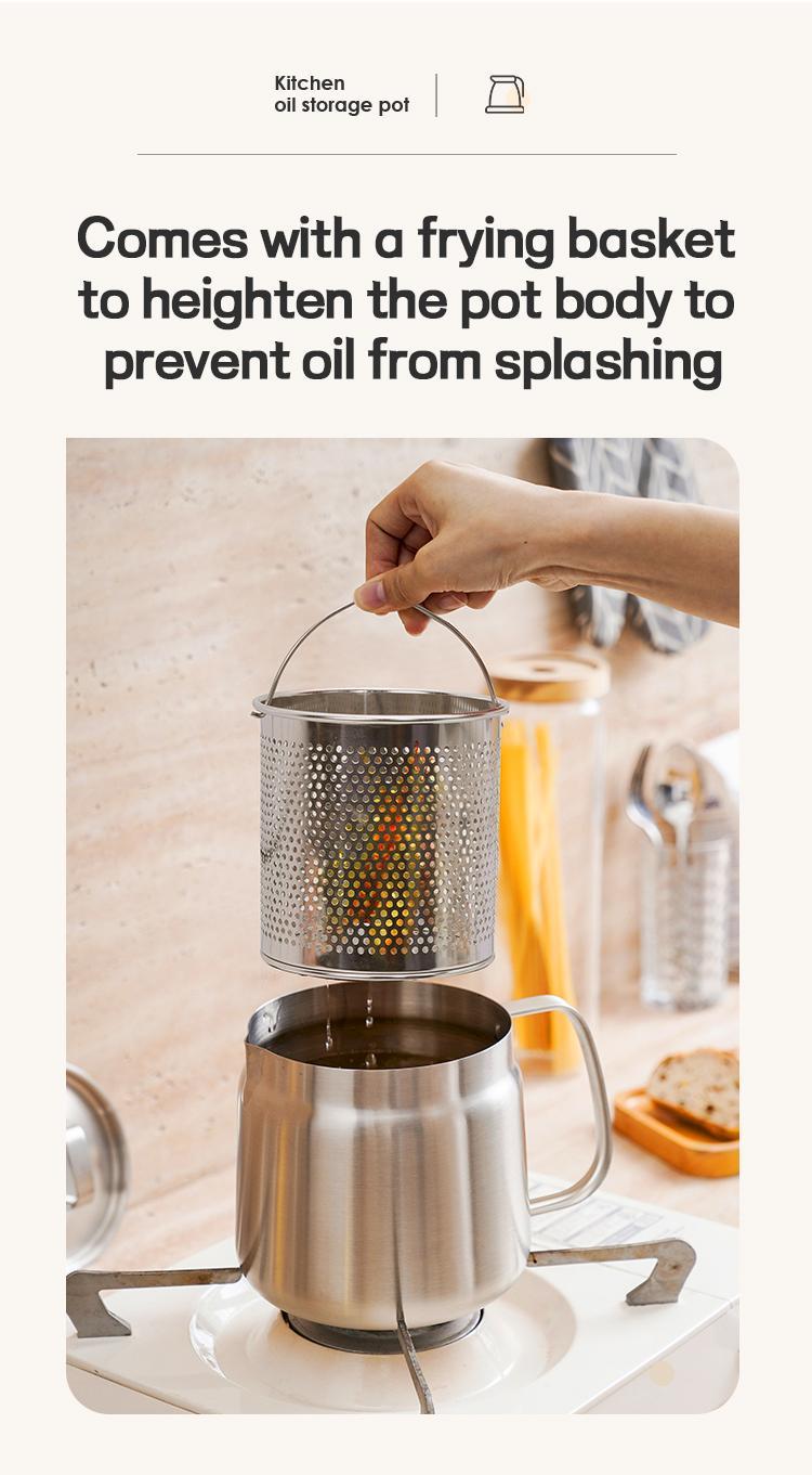Stainless Steel Oil Filter Pot with Fine Mesh – Smart Grease Container for Kitchen
