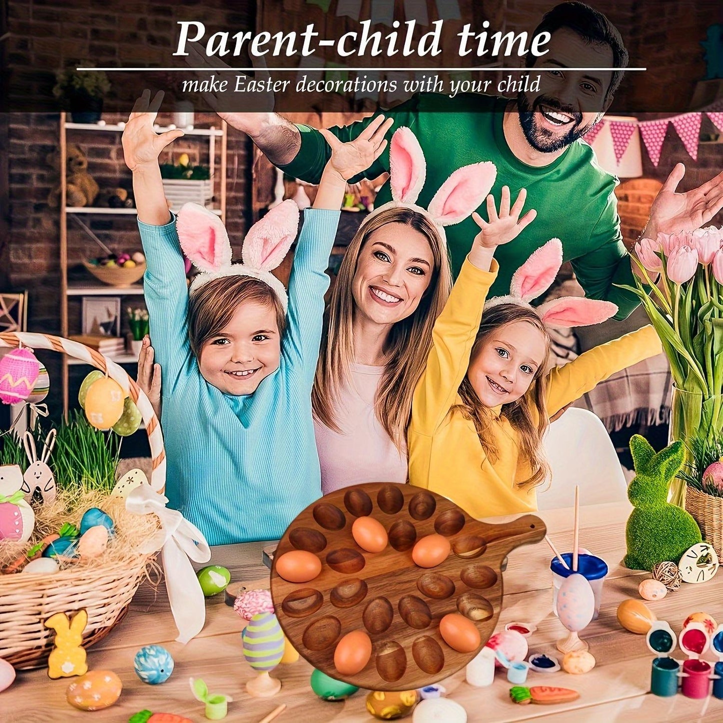 Two-pack Solid Wood Egg Rack With Handles Multi-compartment Egg Storage Container Suitable For Natural Wood Grain Kitchen Countertops And Cabinets Space-saving And Durable Design Country Style Kitchen