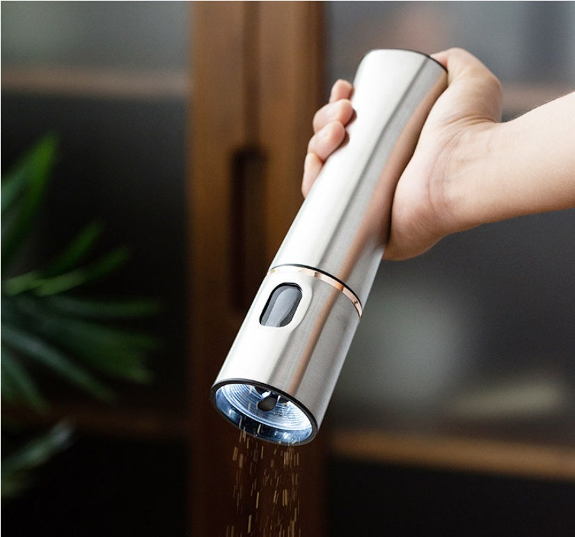 Electric Salt & Pepper Grinder – USB Rechargeable with LED Light
