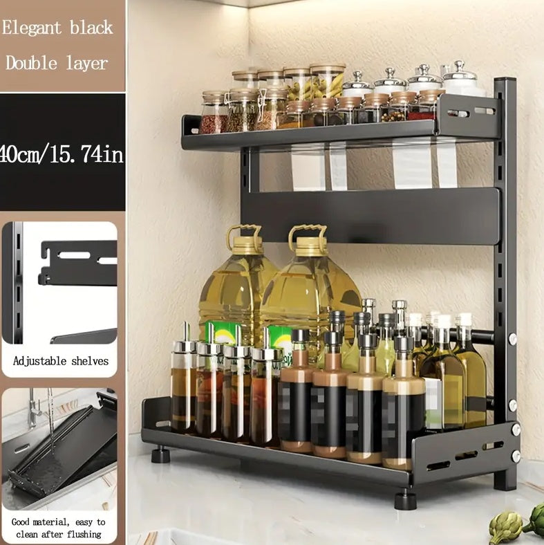 Countertop Kitchen Storage Rack, Spice Rack, Knife Holder, Multi-functional Seasoning Multi-layer Shelf.