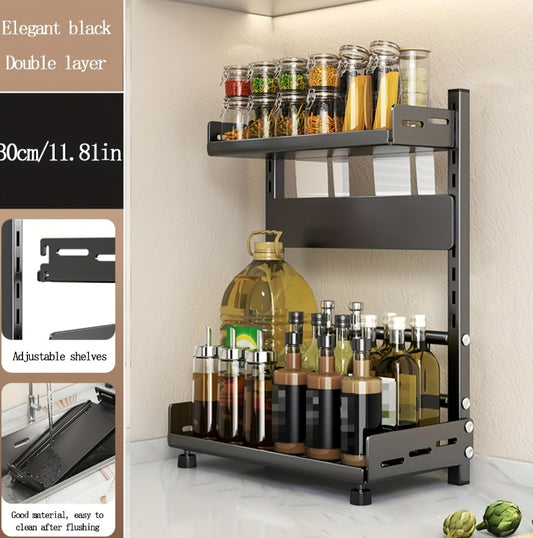 Countertop Kitchen Storage Rack, Spice Rack, Knife Holder, Multi-functional Seasoning Multi-layer Shelf.